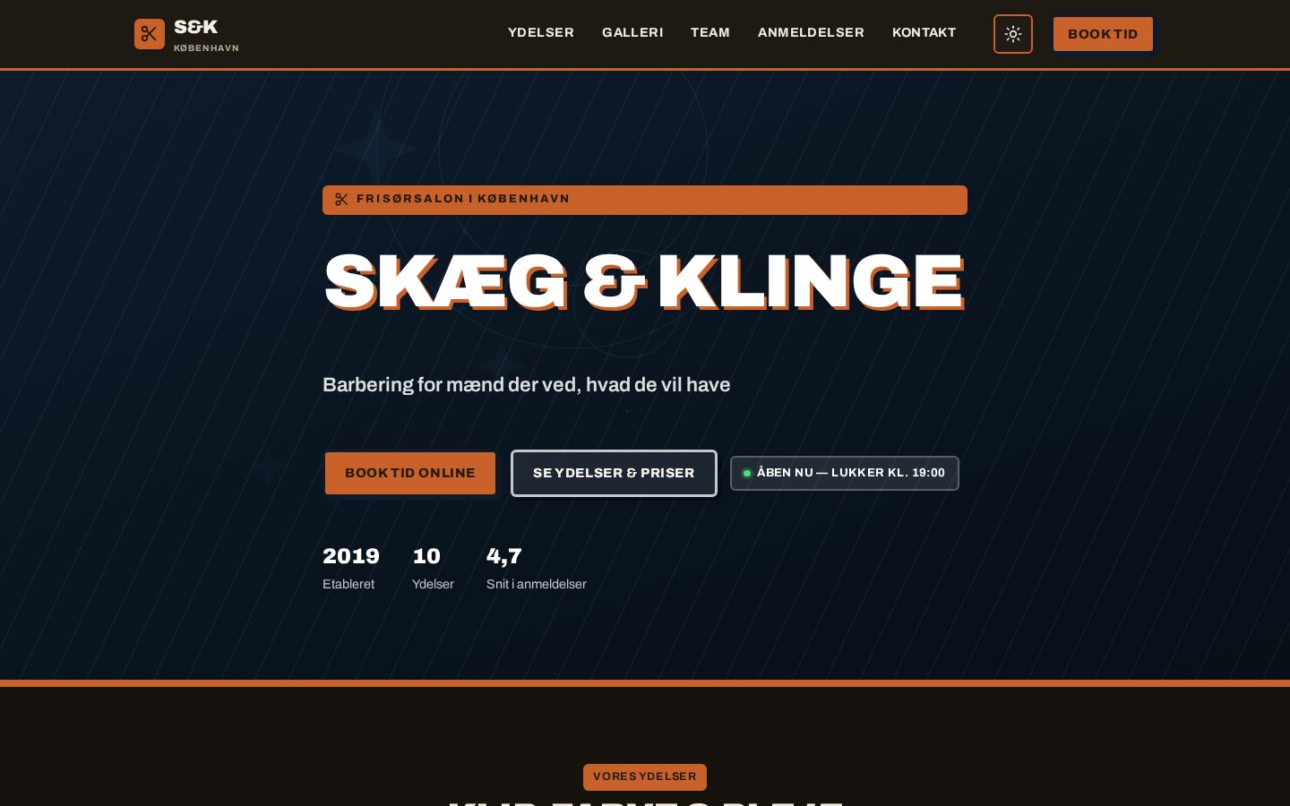 Forside for barbershoppen Skæg og Klinge