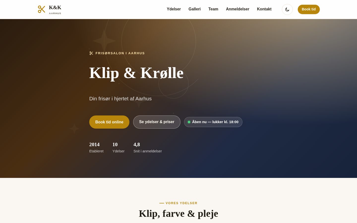 Forside for frisørsalonen Klip og Krølle