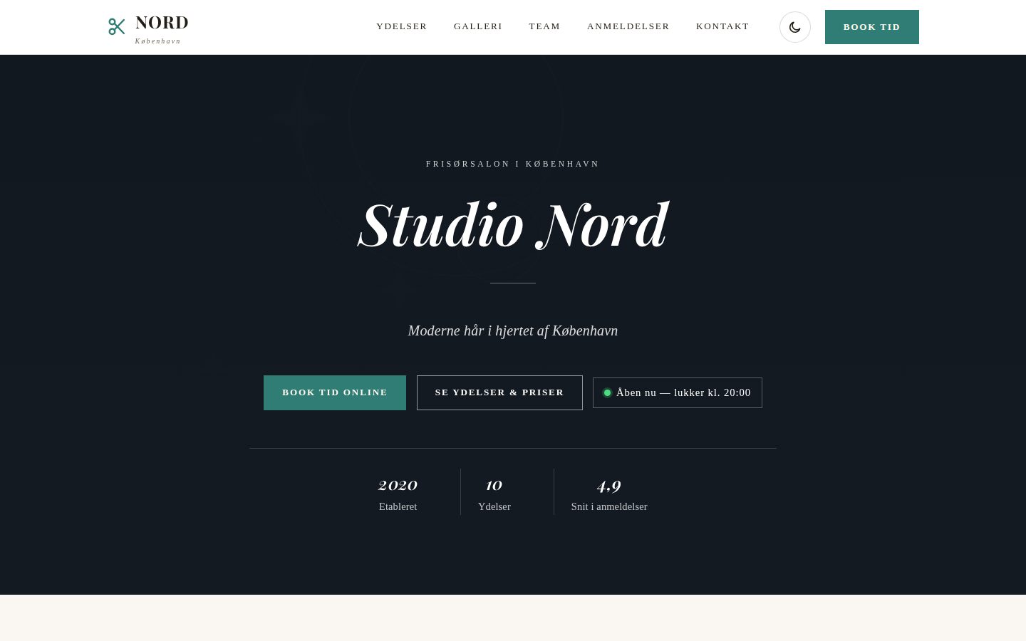 Forside for frisøren Studio Nord